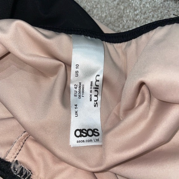 ASOS DESIGN lattice plunge swimsuit with jewel detail in black Size US 10 - Picture 7 of 7